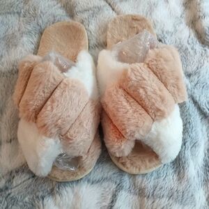 Tan & White Bunny Soft Slipper Shoes